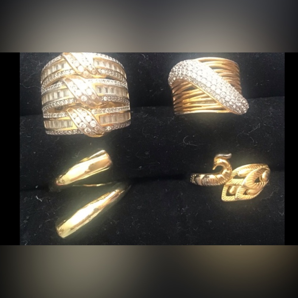 bella luce and other  rings genuine gold plated with 925 silver base. 1 free